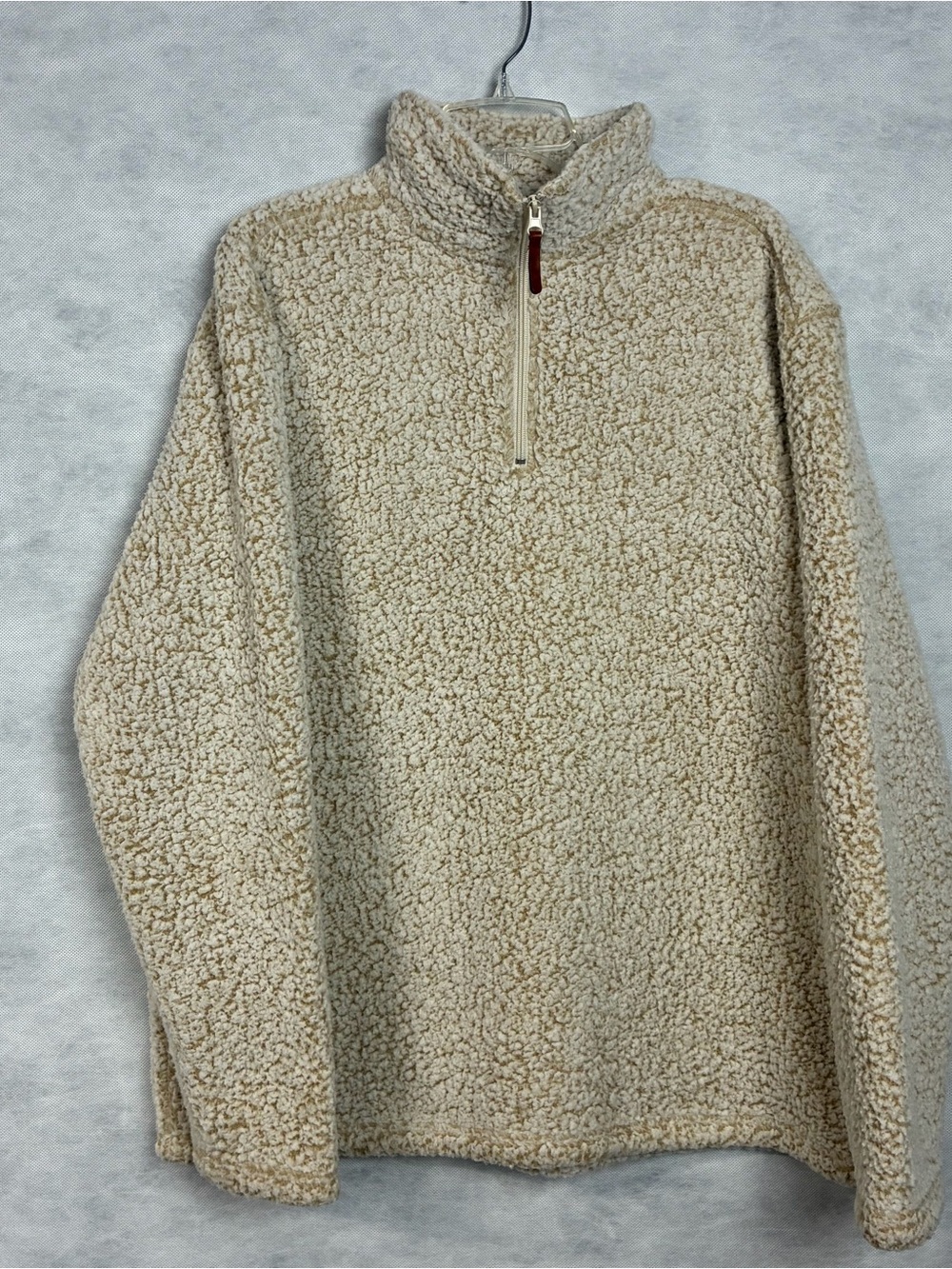 Victory Sportswear Fleece Sherpa Quarter-Zip Mock Neck Pullover Womens XL Cream